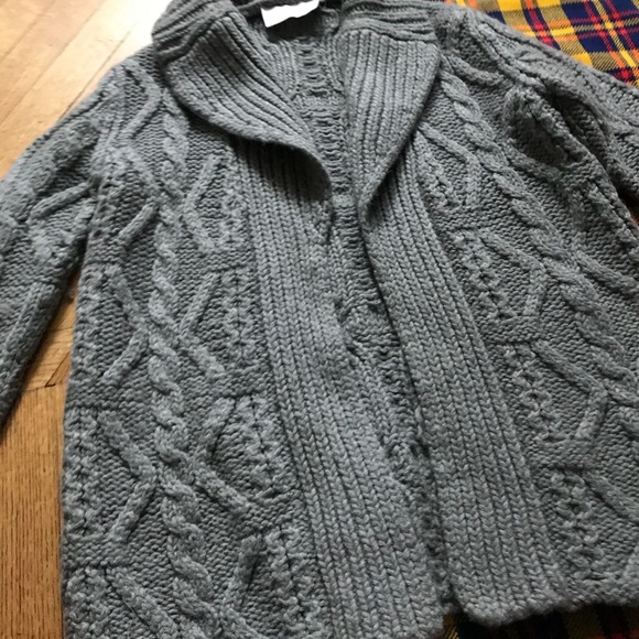 Sunner Anthro Heavy Knit Sweater Cardigan Grey - Picture 2 of 7